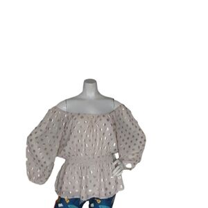 FRANCESCA 'S WOMEN'SMOKE WAIST ELASTIC NECKLINE BOUSE